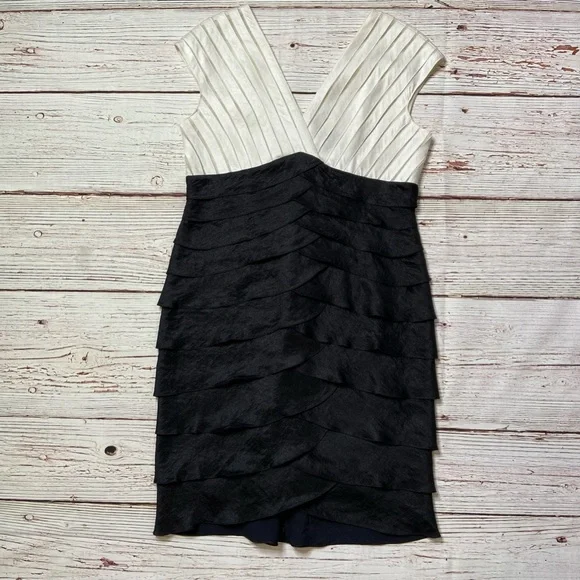 adrianna papell black and white dress Adrianna Papell Beaded V-Neck Gown, Gunmetal Size (0) main image 1